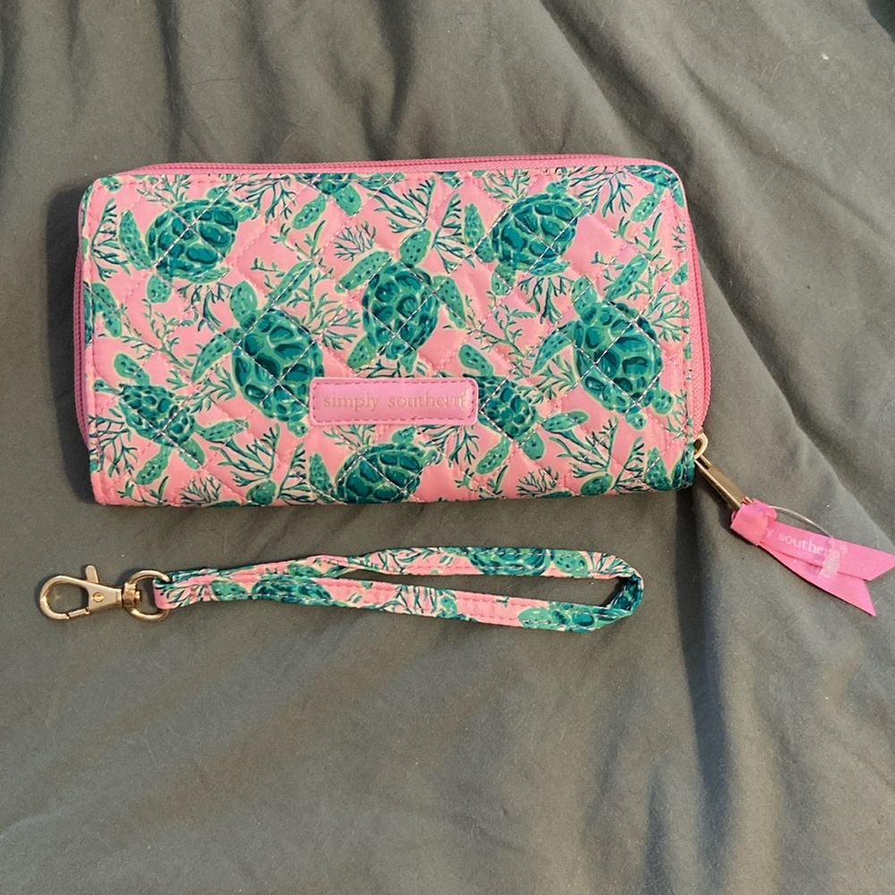 Simply Southern Sea Turtle Pink and Teal Wallet